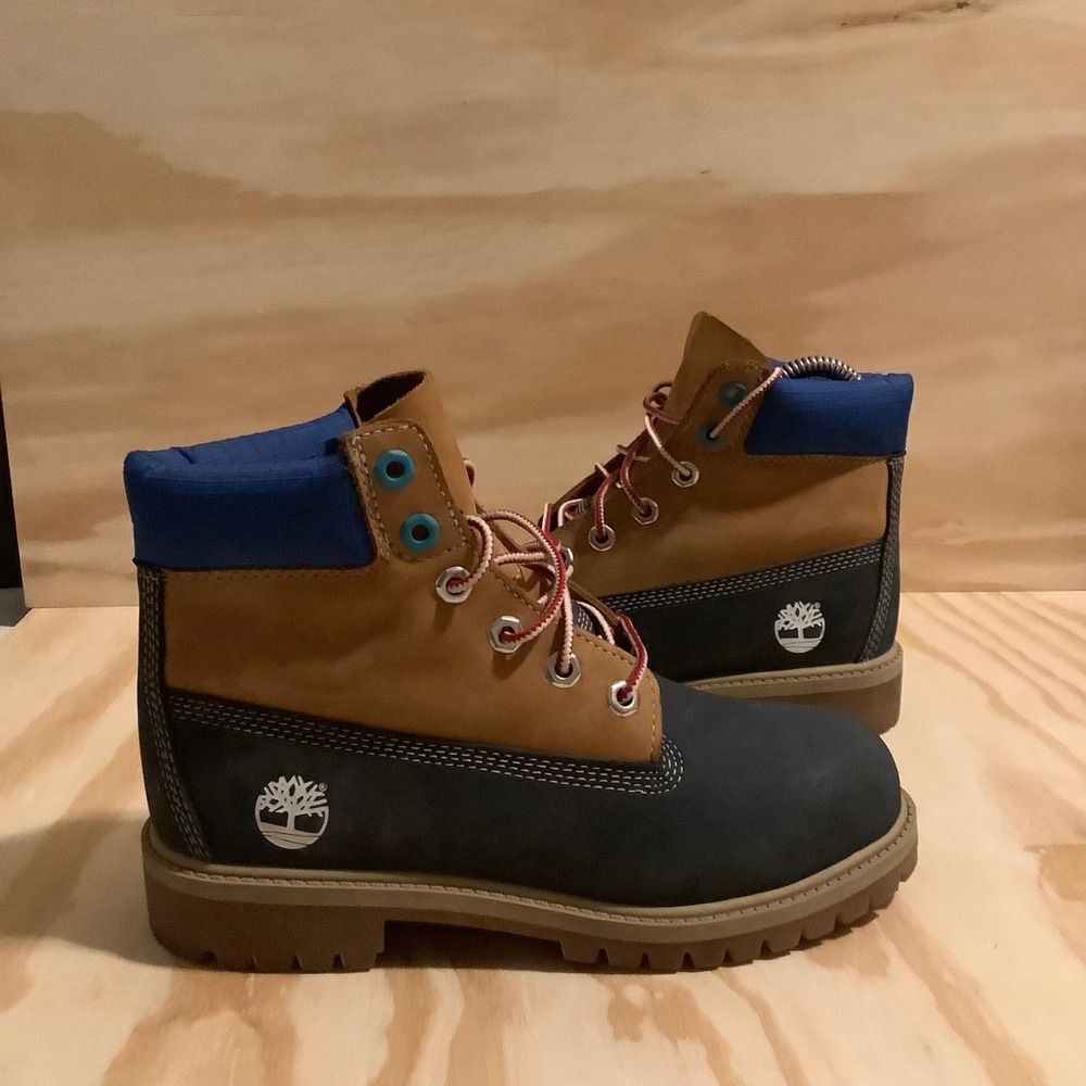 Timberland 6 Inch Premium Waterproof Boots Blue Wheat Girls Size 4 A579B